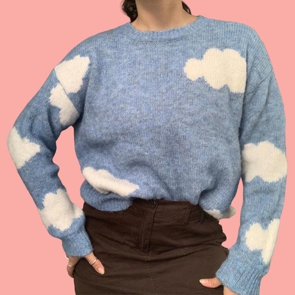 Anthropologie Sweaters - Anthropologie Sky Blue Cloud Crewneck Sweater